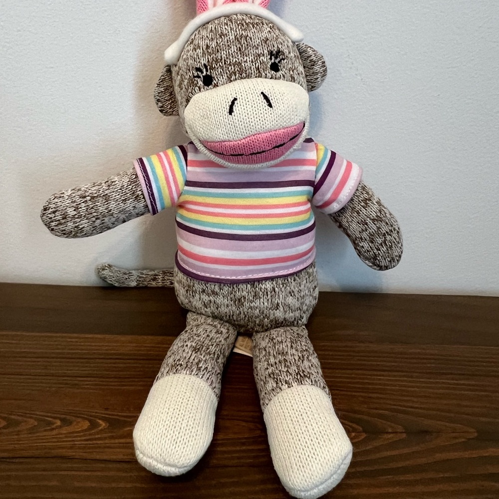 Sock Monkey With Easter Rabbit Ears 11.5"